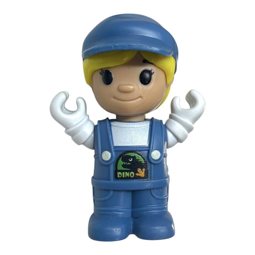Fisher-Price Little People Construction Worker Figure Blue Hat Dino Patch